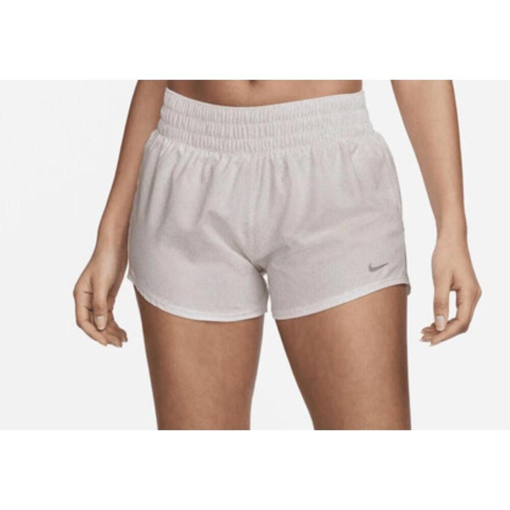 Nike One Dri-FIT Mid-Rise 3" Print Brief-Lined Shorts, White/Phantom Women's Med